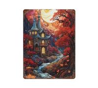 sinyumoney Magical Autumn Castle Scene Décoration Murale En Fer Imperméable Pour Chambre, Salon, Garage, Jardin, Pub15.7"x11.8"