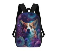 sinyumoney Magical Corgi in Floral Fantasy Sac À Dos Imprimé En 3D, Sac D'école Décontracté Et Tendance Pour Enfants, Sac D'école Pour Garçons, Collégiens 17inch