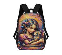 sinyumoney Magical Fantasy Artwork with Girl And Cat Sacs À Dos Pour Enfants, Sac À Dos Scolaire Imprimé En 3D Pour Enfants, Sac À Dos De Voyage, Sac À Livres Pour Enfants 17inch Sac D'école
