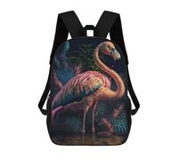 sinyumoney Magical Flamingo in Enchanted Forest Sac À Dos Scolaire Pour Enfants, Grand Sac À Dos 3D, Cadeau Pour Enfants 17inch