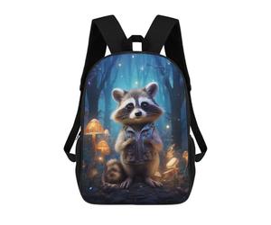 sinyumoney Magical Forest Raccoon Adventure Sac À Dos Scolaire Pour Enfants, Grand Sac À Dos 3D, Cadeau Pour Enfants 17inch
