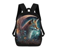 sinyumoney Magical Fox Moon Art Print Sac À Dos Scolaire Pour Garçons/filles/adolescents, Idéal Pour L'école, Le Collège, Le Lycée Et Les Voyages 17inch