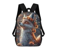 sinyumoney Magical Fox with Flowers Sac À Dos Imprimé En 3D, Sac D'école Décontracté Et Tendance Pour Enfants, Sac D'école Pour Garçons, Collégiens 17inch