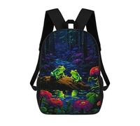 sinyumoney Magical Frogs Pixel Art Sacs À Dos Pour Enfants, Cartables, Sacs À Dos Scolaires Imprimés En 3D, Sacs À Dos De Voyage Tendance Pour Enfants (primaire, Collège) 17inch