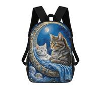 sinyumoney Magical Moonlit Cat Duo Sac À Dos Scolaire Pour Enfants, 43 Cm (17 Pouces), Imprimé En 3D, Pour Garçons, Élèves Du Primaire Et Du Collège