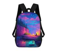 sinyumoney Magical Night Campfire Scene Sac À Dos Enfant, Cartable, Sac D'école, Motif Dessin Animé 3D, Sac Pour Ordinateur Portable, Pour Garçons Et Filles 17inch