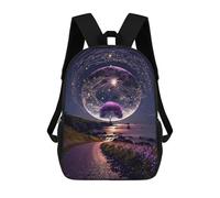 sinyumoney Magical Night Sky with Full Moon -1 Sac À Dos Imprimé En 3D, Sac D'école Décontracté Et Tendance Pour Enfants, Sac D'école Pour Garçons, Collégiens 17inch