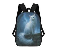 sinyumoney Magical Snow Cat Portrait Sacs À Dos, Sac À Dos Enfant, Sac D'école, Sac À Dos De Voyage Imprimé En 3D, Accessoire De Mode, Sac À Dos Imperméable Pour Enfants 17inch