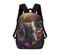 sinyumoney Magical Tiger Garden Sac À Dos Scolaire Enfant Tendance Et Décontracté, Sac À Dos Imprimé En 3D Pour Garçon, Grand Sac À Dos 17inch