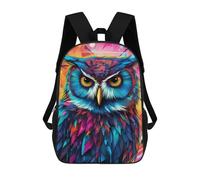 sinyumoney Magical Tiger Portrait Sac à Dos pour Enfant, Sac à Dos Scolaire, Sac à Dos Imprimé 3D de Dessin Animé avec Grande Capacité pour Garçons Et Filles, Colorful Abstract Owl Art-15, 17"