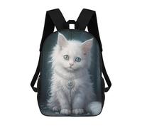 sinyumoney Magical White Cat Portrait Sac À Dos Scolaire Enfant Tendance Et Décontracté, Sac À Dos Imprimé En 3D Pour Garçon, Grand Sac À Dos 17inch