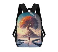 sinyumoney Magical Winter Landscape with Tree Sac À Dos Scolaire Pour Enfants, Grand Sac À Dos 3D, Cadeau Pour Enfants 17inch