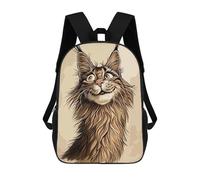 sinyumoney Maine Coon Caricature Sac À Dos Scolaire Pour Enfants, Sac À Dos De Voyage Décontracté, Grand Sac À Dos Pour Garçons Et Filles 17inch