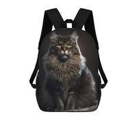 sinyumoney Maine Coon Cat Portrait -1 Sacs À Dos Pour Enfants, Cartables Imprimés En 3D, Sacs À Dos Pour Élèves Du Primaire Et Du Collège (garçons Et Filles) 17inch