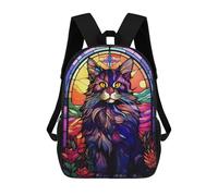 sinyumoney Maine Coon Pop Art Stained Sac À Dos Enfant Fille 3D, Sac D'école, Sac À Dos Pour Tout-petits, Sac À Dos Décontracté, Sac À Livres Tendance 17inch