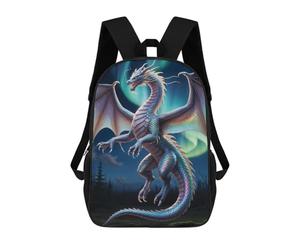 sinyumoney Majestic Dragon Under Aurora Borealis Sac À Dos Enfant Tendance Et Amusant, Sac À Dos Pour Garçons Et Adolescents, Sac D'école Imprimé En 3D Pour Garçons 17inch