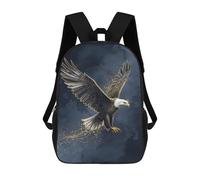 sinyumoney Majestic Eagle in Flight with Golden Accents Sac À Dos Scolaire Pour Enfants Imprimé En 3D, Idéal Pour Les Voyages Et Les Livres 17inch