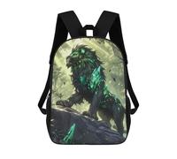 sinyumoney Majestic Emerald Lion Sac À Dos Scolaire Imprimé En 3D, Sac À Dos Décontracté Pour Enfants, Sac D'école Imprimé En 3D Pour Garçons, Primaire Et Collège 17inch