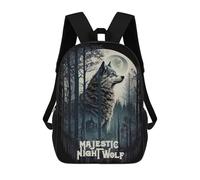 sinyumoney Majestic Night Wolf V1 Sac À Dos Scolaire Imprimé En 3D, Sac À Dos Décontracté Pour Enfants, Sac D'école Imprimé En 3D Pour Garçons, Primaire Et Collège 17inch