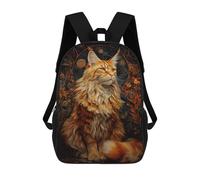 sinyumoney Majestic Red Tabby Maine Coon Cat Portrait with Floral Background Sac À Dos Léger Pour Étudiants, Idéal Pour L'école, Le Travail Et Les Voyages 17inch