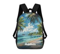 sinyumoney Maldives Tropical Beach Paradise Sac À Dos Scolaire Pour Enfants Imprimé En 3D, Idéal Pour Les Voyages Et Les Lectures, Pour Les Garçons Et Les Élèves Du Primaire 17inch