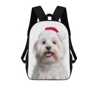 sinyumoney Maltese Dog with Santa Hat Portrait Sacs À Dos Pour Enfants, Cartables Imprimés En 3D, Sacs À Dos Pour Élèves Du Primaire Et Du Collège (garçons Et Filles) 17inch