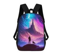 sinyumoney Man And Dog on Mountain Sacs À Dos Imprimés En 3D Pour Enfants, Sacs D'école Tendance Pour Garçons, Élèves Du Primaire Et Du Collège 17inch