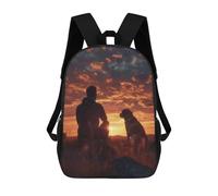 sinyumoney Man With His Dog In Mind Sacs À Dos Scolaires Pour Enfants, Sac D'école Imprimé En 3D Pour Garçons, Élèves Du Primaire Et Du Collège 17inch