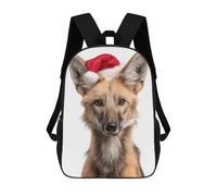 sinyumoney Maned Wolf Christmas Portrait Sac À Dos Scolaire Enfant Tendance Et Décontracté, Sac À Dos Imprimé En 3D Pour Garçon, Grand Sac À Dos 17inch