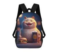 sinyumoney Maneki Neko Burger Cat Sacs À Dos Pour Garçons, Cartables Imprimés En 3D, Sacs À Dos De Voyage Tendance Pour Garçons (primaire, Collège) 17inch