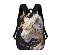 sinyumoney Marble Tiger with Golden Accents Sacs À Dos 17 Pouces Pour Enfants, Sacs D'école Imprimés En 3D Pour Élèves Du Primaire Et Du Collège, Garçons Et Filles