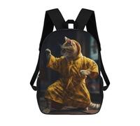 sinyumoney Martial Arts Karate Cat Sac À Dos Scolaire Enfant Tendance Et Décontracté, Sac À Dos Imprimé En 3D Pour Garçon, Grand Sac À Dos 17inch