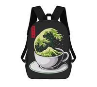 sinyumoney Matcha Great Wave Sac À Dos Enfant Fille 3D, Sac D'école, Sac À Dos Pour Tout-petits, Sac À Dos Décontracté, Sac À Livres Tendance 17inch