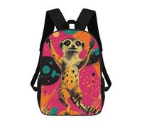 sinyumoney Meerkat Dancing on Vinyl Funky Wildlife Wall Decor Sacs À Dos Imprimés En 3D Pour Enfants, Sacs D'école Tendance Pour Garçons, Sacs De Voyage, Sacs Scolaires Pour Élèves Du Primaire 17inch