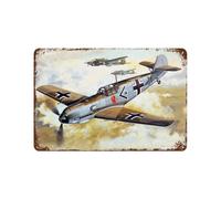 sinyumoney Messerschmitt Bf109 E3 Plaque Murale Décorative Rétro En Métal Pour Bar, Cuisine, Jardin, Art Mural En Fer 7.9"x11.8"
