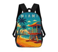 sinyumoney Miami Travel Poster - Beach, Palm Trees & Ocean Breeze Sac À Dos Imprimé Pour Enfants, Sac D'école, Sac De Voyage Pour Adultes Et Enfants 17inch