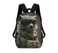sinyumoney Military Raccoon with Goggles And Camouflage Sac À Dos Scolaire Imperméable Pour Ordinateur Portable, Pour Garçons/filles/adolescents 17inch