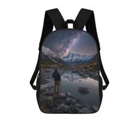 sinyumoney Milky Way Reflections in Mountains Sac À Dos Scolaire Pour Enfants, 43 Cm (17 Pouces), Imprimé En 3D, Pour Garçons, Élèves Du Primaire Et Du Collège