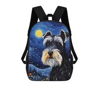sinyumoney Miniature Schnauzer Night Sac À Dos Scolaire Pour Adolescents, Imprimé En 3D, Ajustable, À Poches Tendance, Pour Enfants, Garçons, Filles, Étudiants Et Adolescents 17inch