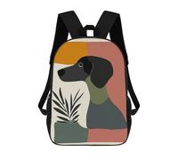 sinyumoney Minimal Abstract Dog Portrait Sac À Dos Enfant Fille 3D, Sac D'école, Sac À Dos Pour Tout-petits, Sac À Dos Décontracté, Sac À Livres Tendance 17inch
