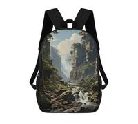 sinyumoney Misty Falls Oil Canvas Sac À Dos Scolaire Imprimé En 3D Pour Garçons Et Filles, Sac À Dos Pour Ordinateur Portable Pour Enfants/étudiants/adultes 17inch