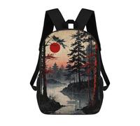 sinyumoney Misty Red Moon Sac À Dos Avec Poche, Sacs À Dos Imprimés En 3D, Sacs De Voyage, Sacs À Livres, Sacs D'école Pour Enfants 17inch
