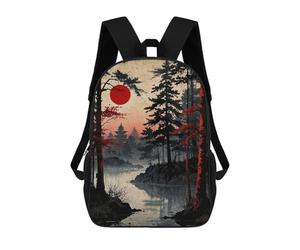 sinyumoney Misty Red Moon Sac À Dos Avec Poche, Sacs À Dos Imprimés En 3D, Sacs De Voyage, Sacs À Livres, Sacs D'école Pour Enfants 17inch