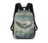 sinyumoney Moby Dick Book Cover Sac À Dos Scolaire Imprimé En 3D, Sac À Dos Décontracté Pour Enfants, Sac D'école Imprimé En 3D Pour Garçons, Primaire Et Collège 17inch
