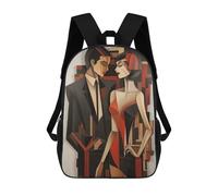 sinyumoney Modern Couple Cubism Style Sacs À Dos Pour Enfants, Cartables, Sacs À Dos Scolaires Imprimés En 3D, Sacs À Dos De Voyage Tendance Pour Enfants (primaire, Collège) 17inch