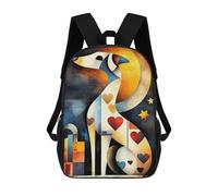sinyumoney Modern Cubism Dog Sac À Dos Scolaire Pour Enfants Imprimé En 3D, Idéal Pour Les Voyages Et Les Livres 17inch