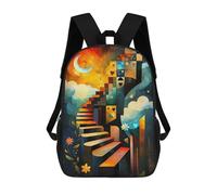 sinyumoney Modern Cubism Stairway Sac À Dos Scolaire Imprimé En 3D, Sac À Dos Décontracté Pour Enfants, Sac D'école Imprimé En 3D Pour Garçons, Primaire Et Collège 17inch