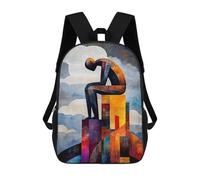 sinyumoney Modern Cubist Vision of The Thinker Sacs À Dos Scolaires Pour Enfants, Sac D'école Imprimé En 3D Pour Garçons, Élèves Du Primaire Et Du Collège 17inch