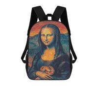 sinyumoney Mona Lisa with Snake Art Print Sacs À Dos 17 Pouces Pour Enfants, Sacs D'école Imprimés En 3D Pour Élèves Du Primaire Et Du Collège, Garçons Et Filles