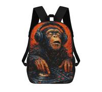 sinyumoney Monkey DJ in Abstract Painting Style Sac À Dos Scolaire Imprimé En 3D, Sac À Dos Décontracté Pour Enfants, Sac D'école Imprimé En 3D Pour Garçons, Primaire Et Collège 17inch